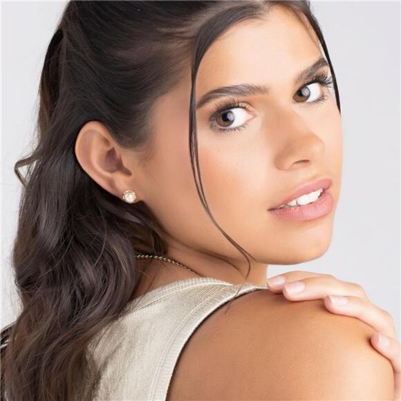 2 Pairs of 18K Gold Plated Caged Pearl Stud Earrings, 4MM - Made In Brazil - Picture 3 of 7